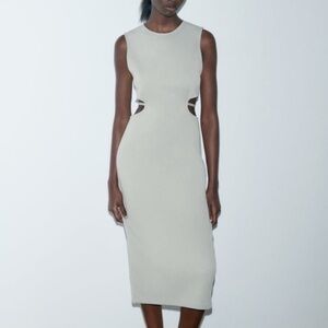Zara Gray Cut-Out Midi Dress